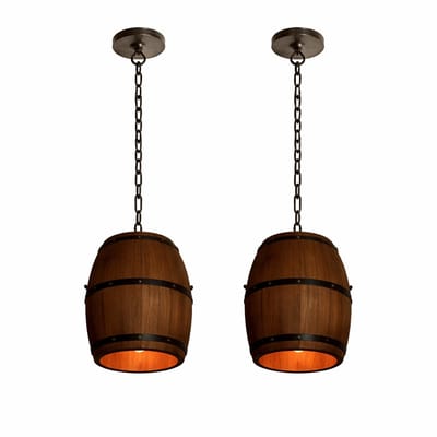Jurrys Vintage Hanglamp Set van 2 – Industrieel Antiek – Hout & Metaal – Verstelbaar – Bruin/Zwart – Voor Woonkamer & Eetkamer