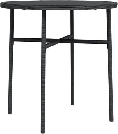 Ronde Tuintafel - Balkon Tafel Terras - Buiten Zitten - Weerbestendig Rotan - 45x45cm - Zwart