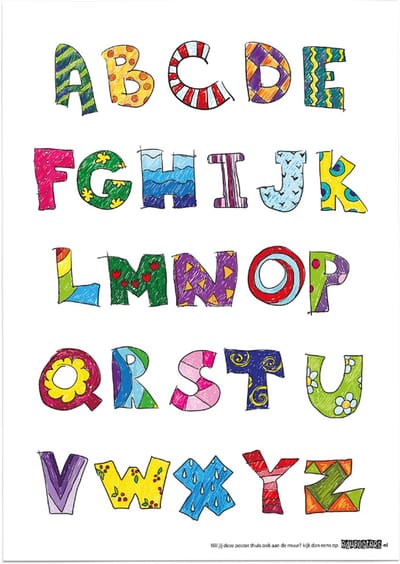 Educatieve poster (Posterpapier) - Taal alfabet Regenboog - 42 x 59.4 cm (A2)