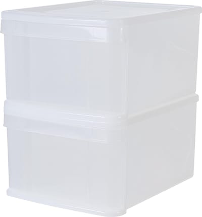 IRIS Stacking Drawer - Opberglade - 20 l - Kunstof - Wit/Transparant - Set van 2