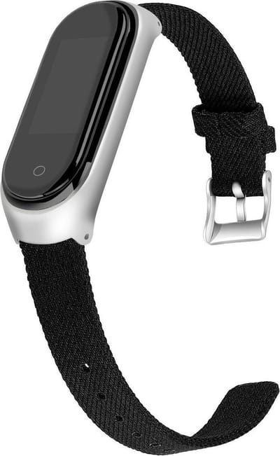 KELERINO. Denim bandje geschikt voor Xiaomi Mi Band 3 / 4 - Canvas - Zwart