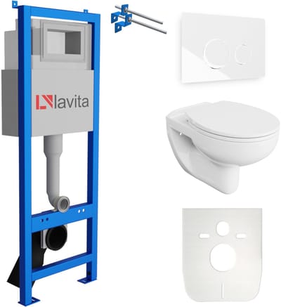 LAVITA LAV 101 ARCTIC - Compact inbouwreservoir 40cm - Witte bedieningsplaat - Rimless wandcloset - Complete set