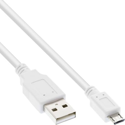 InLine® Micro-USB 2.0 kabel, USB-A stekker naar Micro-B stekker, wit, 1,5m