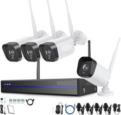 Beveiligingscamera Kit - Videobewaking Systeem - Woning Beveiligen - AI Detectie - 4 Camera's - Zwart