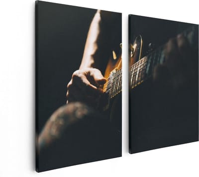 Artaza Canvas Schilderij Tweeluik Man Speelt Gitaar - 80x60 - Foto Op Canvas - Canvas Print