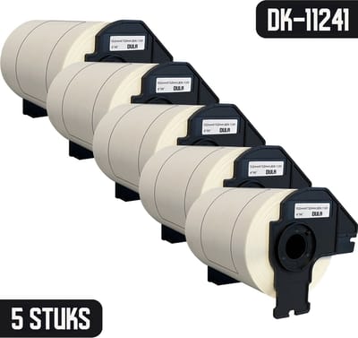 DULA Brother Compatible DK-11241 - Voorgestanst verzendlabel - 5 rollen - 102 x 152 mm - 200 labels per rol - Zwart op wit - Papier