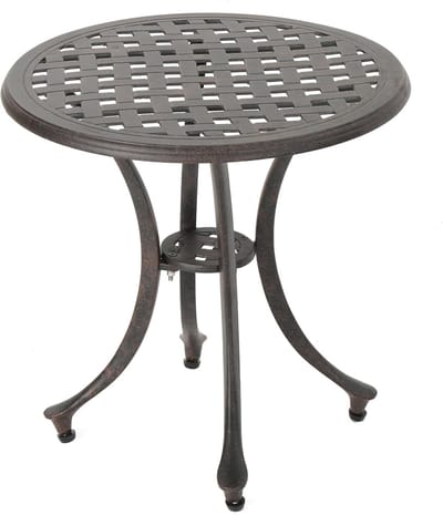 Bijzettafel Gegoten Aluminium - Terrastafel Tuinmeubel - Buiten Ontspanning - Klassieke Ronde Vorm - 48cm Diameter - Brons