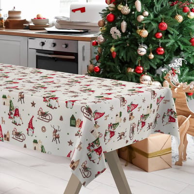 ANRO Tafelkleed Kerstkabouter Rood 140cm x 20m Rechte rand Afwasbaar Waterafstotend Binnen & Buiten