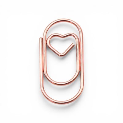 20 mini paperclips rose hartje - papierklem - leuk inpakken - trouwen - trouwkaart -