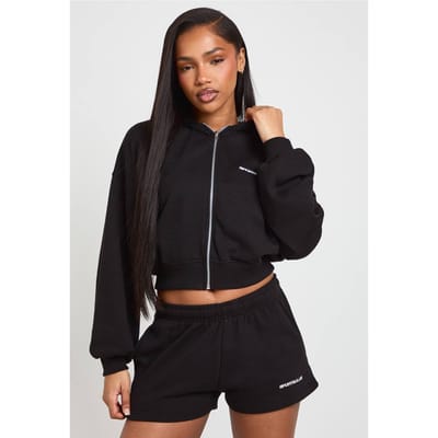 boohoo Dames Sports Club Geborduurd Vest Met Rits | Zwart | Maat: Medium