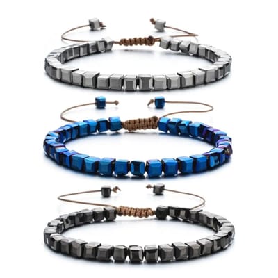 Sorprese armband - Ibiza Beads - set van 3 - armband dames - vierkante kralen - verstelbaar - cadeau - Model T - Cadeau