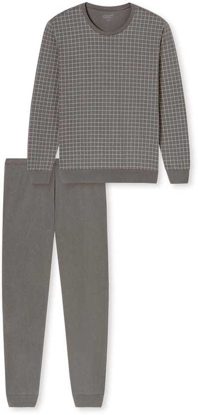 Uncover by Schiesser Lange pyjama grijze manchetten - Heren Pyjamaset - grijs