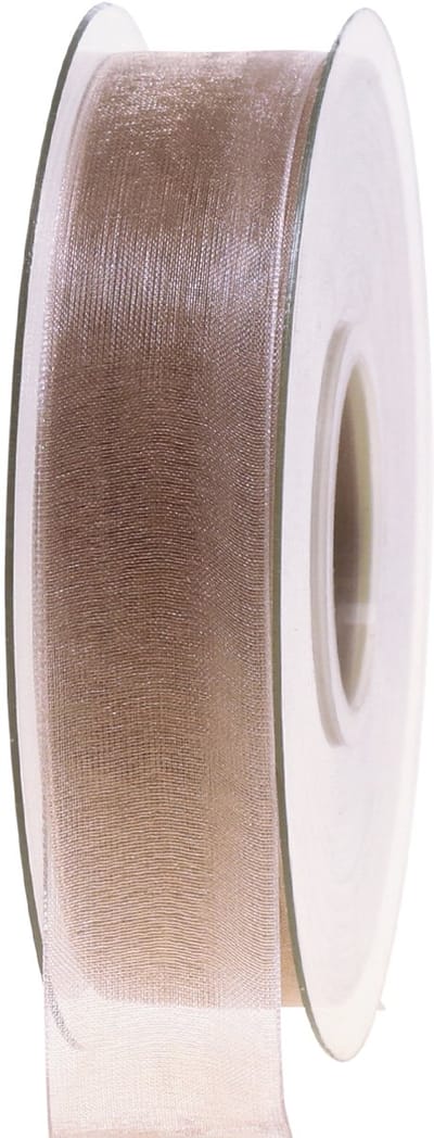 Organza lint cadeaulint beige lint zelfkant taupe 25mm 50m