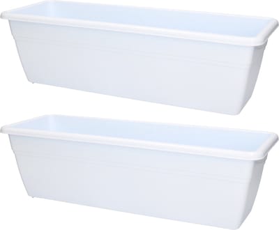 PlasticForte Plantenbak - 2x - wit - rechthoekig - 50 x 17 x 15 cm - Bloembakken/plantenbakken voor binnen/buiten