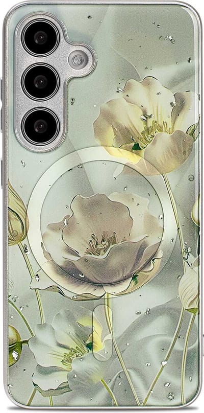 Casemania Hoesje Geschikt voor Samsung Galaxy S24 Groen - Siliconen Marmer Back Cover - Geschikt voor MagSafe