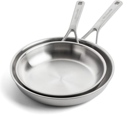 KitchenAid Koekenpannenset - Multi-Ply RVS - ø 20 en 28 cm - zonder anti-aanbaklaag