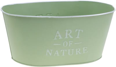 Ovale bloemenvaas van zink, mintgroen, 27 x 18 cm, hoogte 12,5 cm