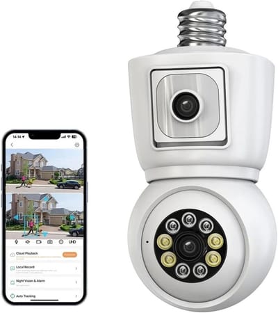 WiFi Camera Dubbele Lens - Beveiligingscamera Buiten - Woning Beveiligen - Automatische Tracking - 2MP - Wit