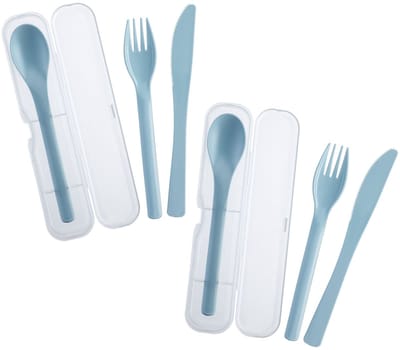 2 besteksets, elk 3-delig, blauw - 535322EB