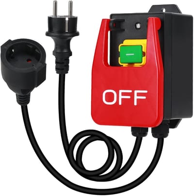 Eenfasige aan/uit-schakelaar 230 V - Veiligheidsschakelaar met stopcontact voor snelle uitschakeling