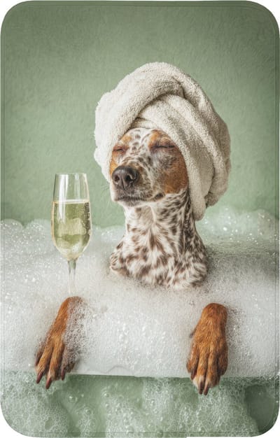 WC mat 50x80 cm - Antislip - Hond - Bad - Champagne - Handdoek - Toiletmat - Vloermat - Douchemat - Toilet tapijt - Toiletmatten