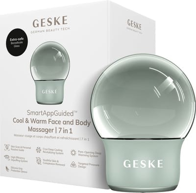 GESKE SmartAppGuided™ Cool & Warm Face & Body Massager | 7 in 1 | Multifunctioneel massageapparaat | Gezicht & Lichaam | Batterijloos koelen en warmen | Verstevigt en ontspant | Bolvormig