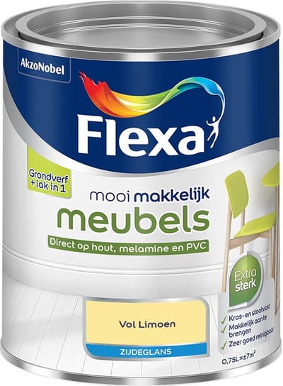 Flexa - Mooi Makkelijk Meubels Zijdeglans - Vol Limoen - Mengverf - 750 Ml