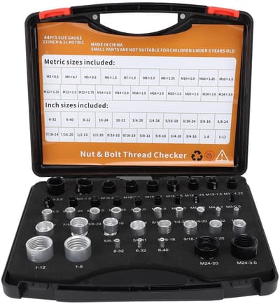Dailygoods- Moeren Set 44-delig - Draadcontrole - Opbergdoos - Imperiale/Metrische Maten - Nauwkeurige Metingen - Draagbaar en Handig - Draadmeter