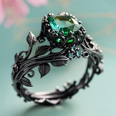 Temperament Retro Groen Kristal Uitgesneden Totem Bladrank Ringen Vrouwen Creatieve Bedel Roestvrij Staal Vinger Sieraden Cadeau 9 black