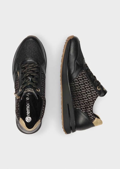 Sneakers met goudkleurige ritssluiting - zwart - Gr. 36 van Goldner Fashion