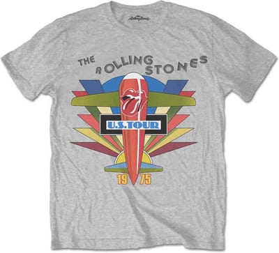 The Rolling Stones - Retro US Tour 1975 Heren T-shirt - M - Grijs