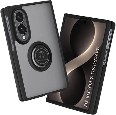 Hoesje geschikt voor Samsung Galaxy Z Fold 8 - Techsuit Glinth Back Cover met ring en magneet - Zwart