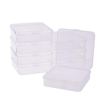 Dailygoods- Opbergcontainers 8 stuks - Transparante Kunststof - Flip-up Deksels - 10,5 x 10,5 x 3 cm - Organizer voor Sieraden - Praktisch en Compact - Opbergdozen