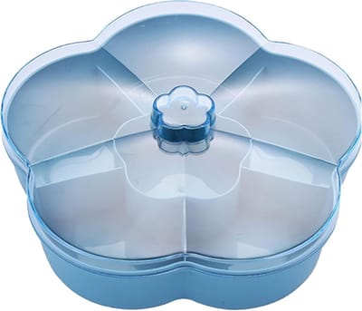 Elegante Snackdienblad Met Deksel – Stijlvolle Opbergdoos Voor Snoep - Noten En Gedroogd Fruit in Lichtblauw – Perfect Voor Entertainment En Organisatie