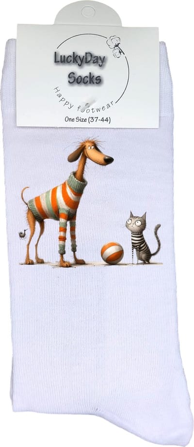 Hond - Opkikker - Grappige sokken - Valentijn cadeau - Verjaardag cadeau - Sint cadeau - Spelletje - Leuke sokken - Vrolijke sokken - Poes - Bal - Spel - Cadeautje - Grappig cadeau - Kerstcadeau - Vaderdag - Moederdag - Socks maken Happy - 37-44