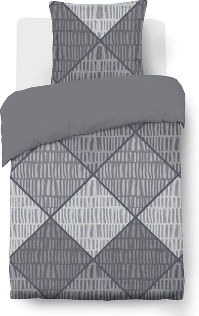 VISION Harold Dekbedovertrekset - 100% katoen: zacht en soepel - Eenpersoons - Dekbedovertrek 140 x 200 cm met 1 bijhorende sloop -Grijs - Oekotex gecertificeerd