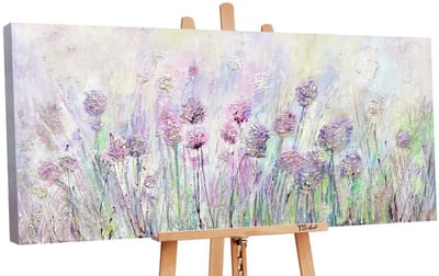 Canvas schilderij groot handgeschilderd bloemen op de weide natuur zomer – YS-Art Gallery – Frisse wanddecoratie voor woonkamer – Modern schilderij voor slaapkamer en hal