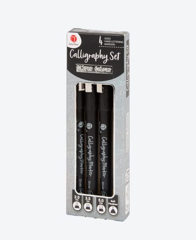 4× Kalligrafimarkerer – Zilveren inkt – Metallic kalligrafiestiften