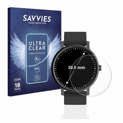Savvies - Screenprotector voor Horloges (Rond, ø: 30 mm) - Folie Beschermfolie transparant 18 Stuks