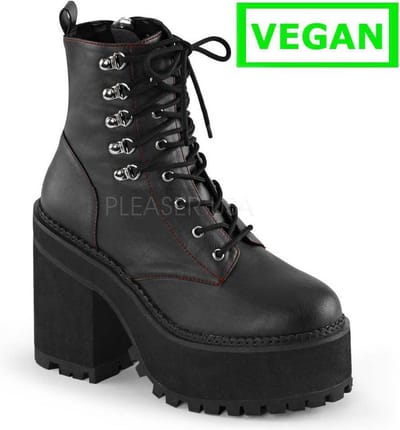 Assault-100 platform ankle boot with chunky heel and zipper matt black - (EU 36 = US 6) - Demonia