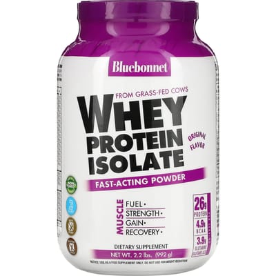 Bluebonnet Nutrition, 100% Natuurlijk Wei-eiwit Isolaat, Natuurlijke Originele Smaak, 2,2 lbs (992 g)