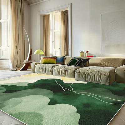 Modern Groen Minimalistisch Tapijt voor Woonkamer 200x300 Grote Oppervlaktekleden Decor Slaapkamer Zacht Elastisch Buiten Vloermatten Wasbaar 100*200cm