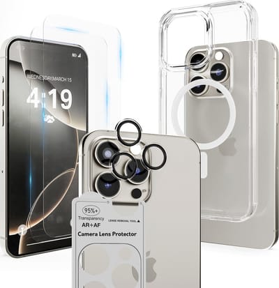 Hoesje Geschikt voor iPhone 16 Pro Transparant - 2x Screenprotector - Geschikt voor MagSafe - Camera Lens Protector - Anti Shock