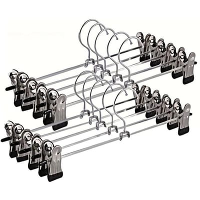 10 stuks Multifunctioneel Broekrek Clip Roestvrij Staal Sterk Telescopisch Spoorloos Kledinghanger grijze kleur