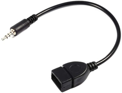 Dailygoody - Converter Adapter Kabel 3.5mm Male Audio Jack Naar USB 2.0 Type A Female - 20cm - Zwart - Muziek Afspelen - Geschikt voor Auto