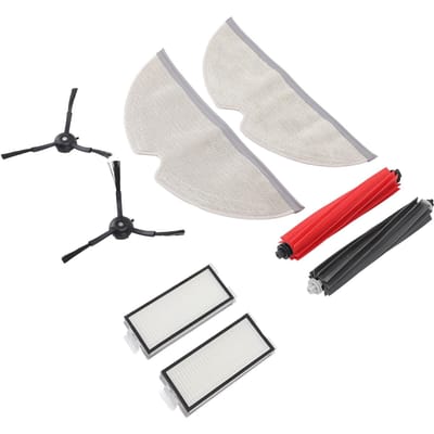 Lot de 2 pièces de rechange pour aspirateur Roborock Q8 Max Brosses principales Brosses latérales Filtres Serpillières Aspirateur robot white