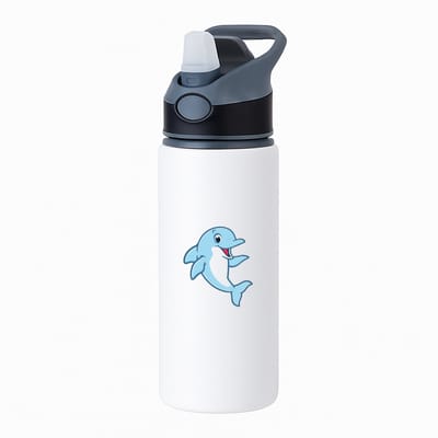 Hacebo® - Dolfijnen waterfles met rietje zwart - Dolfijn - Dieren liefhebbers - Zoogdier - vissen - dierentuin - water fles - 650ML