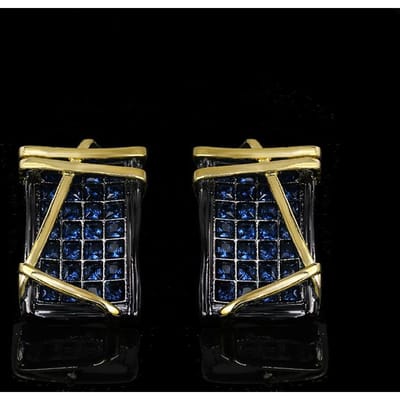 Exquises Boucles d'Oreilles pour Femmes Incrustées de Zircon Bleu Bijoux Modeables Bijoux Or Noir black