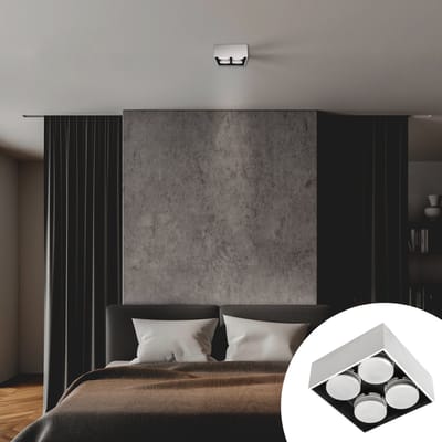 LED's Light Cube LED Plafondlamp - 4 lichtpunten - Draaibaar licht - Staal - 20 x 20 cm - Wit - Gx53 ledlamp - Plafonniere - Plafonnieres - Plafoniere slaapkamer - Plafondlampen - Badkamerlamp - Plafond lamp