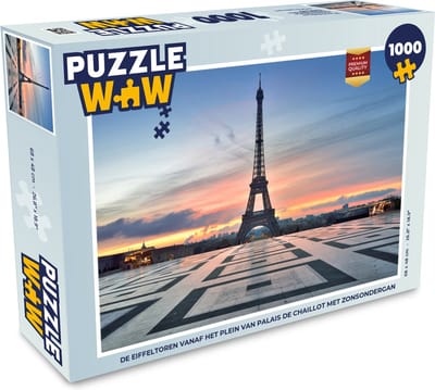 Puzzel De Eiffeltoren vanaf het plein van Palais de Chaillot met zonsondergang - Legpuzzel - Puzzel 1000 stukjes volwassenen